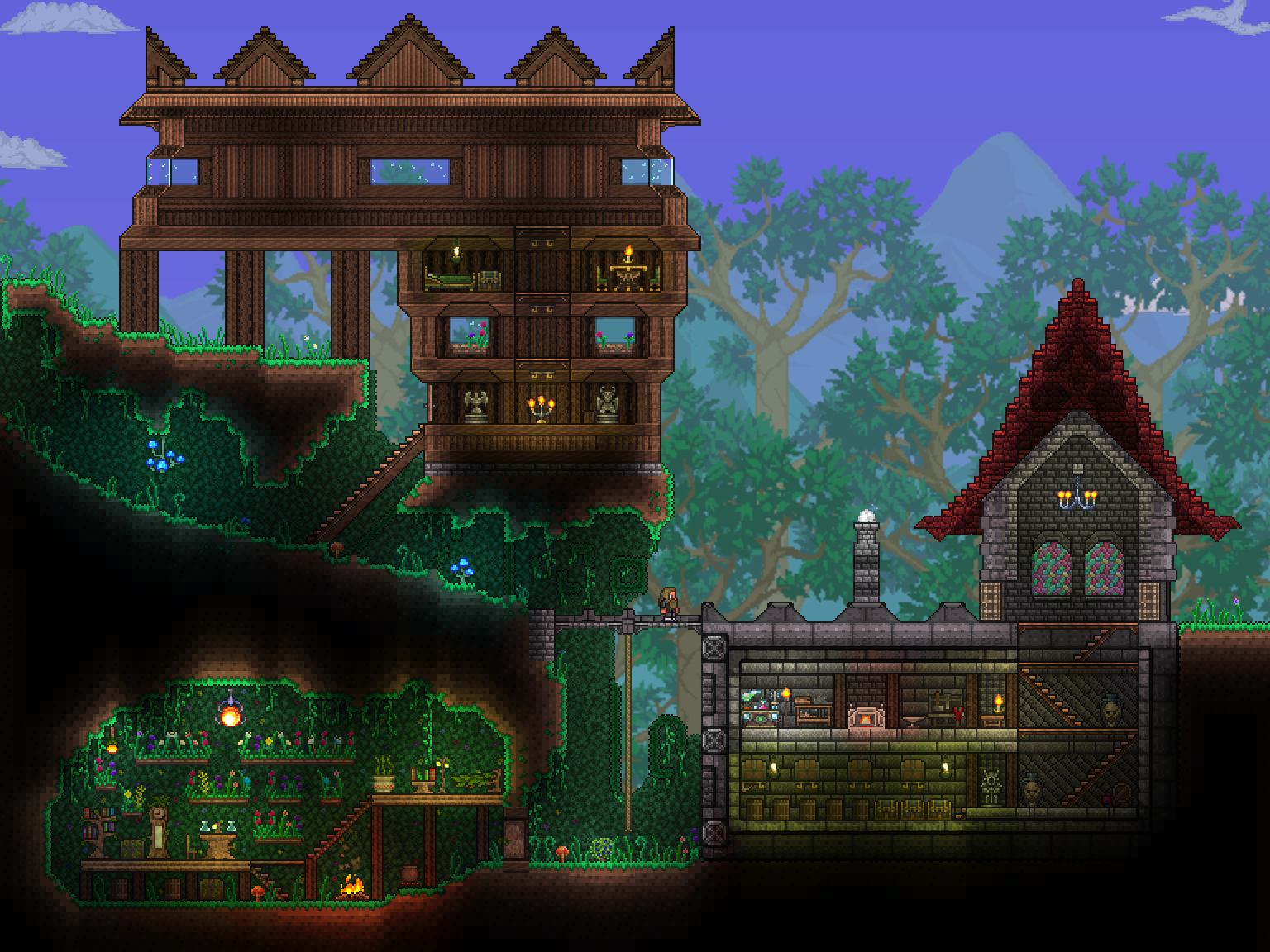 terraria houses dryad wooden church eiv ballin oddly crafting cave shaped reddit pc forums build wip