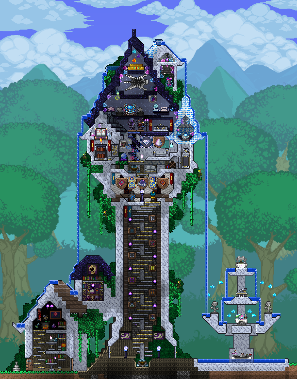 Inspired by Ningishu's marble double tower base in her 1.3 expert mage playthrough, and a...