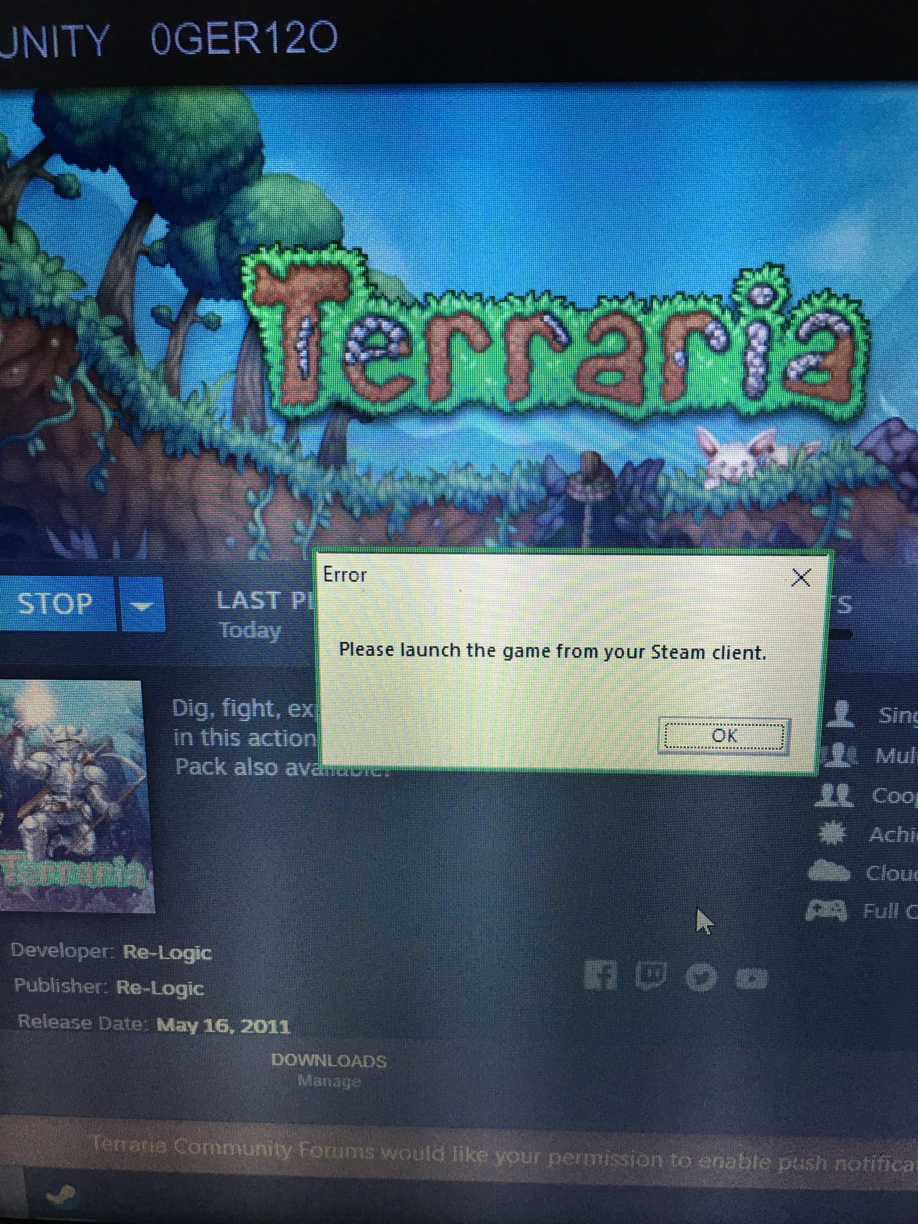 Reported Please Launch Through Steam Client Terraria Community Forums